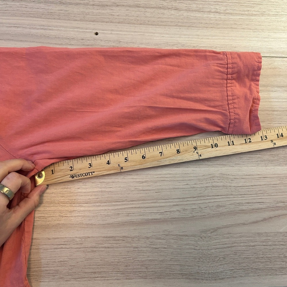 Eileen Fisher Linen Dress Button Front Empire Waist Coral Pink Large - Picture 12 of 14